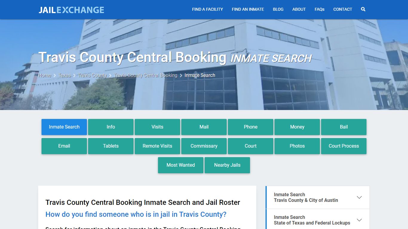 Travis County Central Booking Inmate Search - Jail Exchange