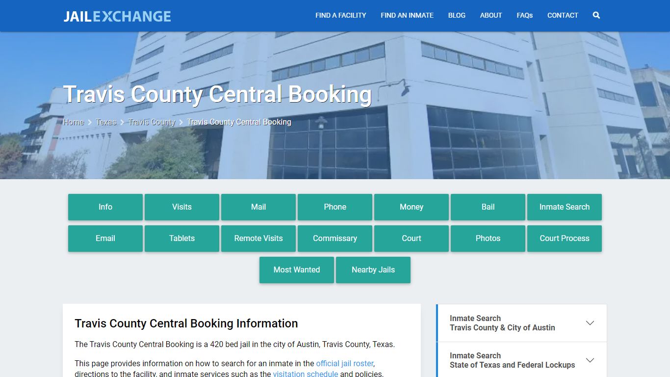 Travis County Central Booking, TX Inmate Search, Information